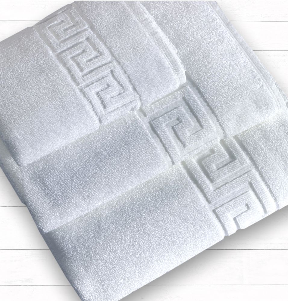 30-50-70 Juego 3 piezas de toalla marron rizo Cenefa Greca 100%algodón y 550Gr/m2 